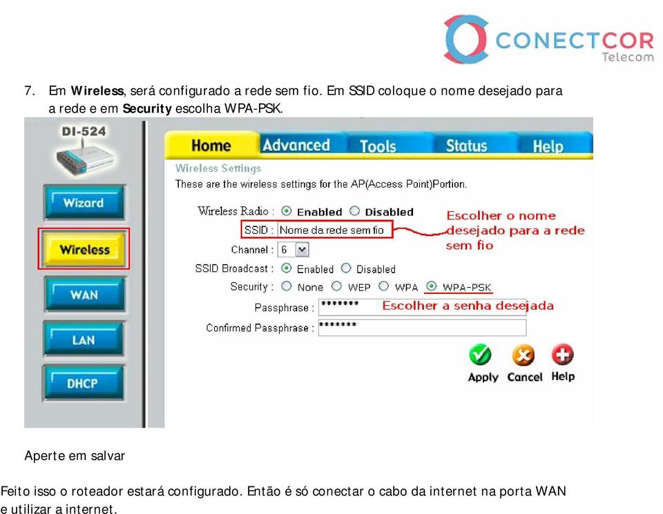 escolha WPA-PSK.