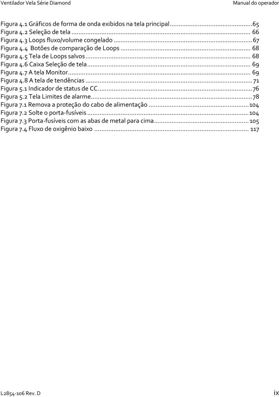 7 A tela Monitor... 69 Figura 4.8 A tela de tendências... 71 Figura 5.1 Indicador de status de CC... 76 Figura 5.2 Tela Limites de alarme... 78 Figura 7.