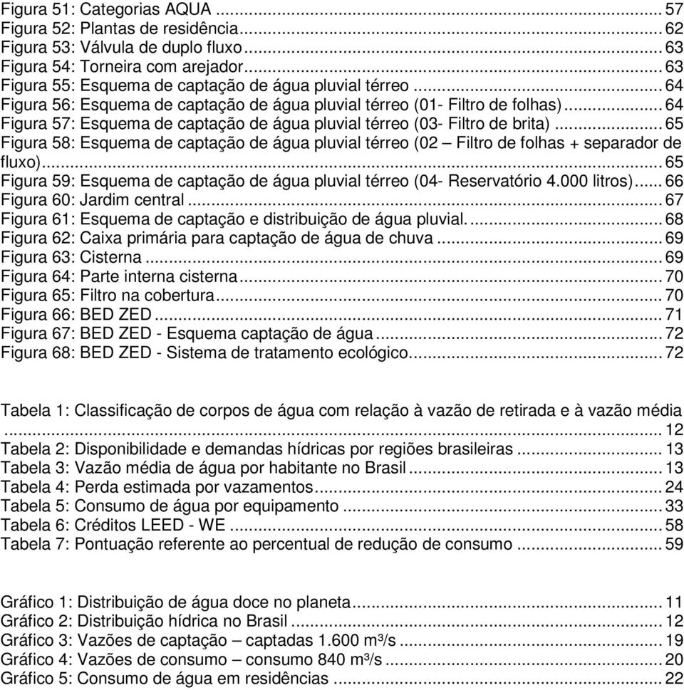 .. 64 Figura 57: Esquema de captação de água pluvial térreo (03- Filtro de brita)... 65 Figura 58: Esquema de captação de água pluvial térreo (02 Filtro de folhas + separador de fluxo).