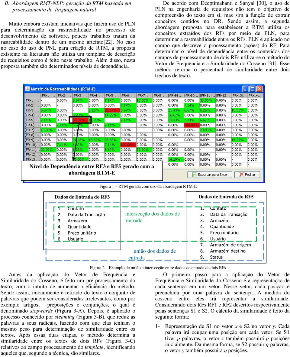 No caso no caso do uso de PNL para criação de RTM, a proposta existente na literatura não utiliza um template de descrição de requisitos como é feito neste trabalho.