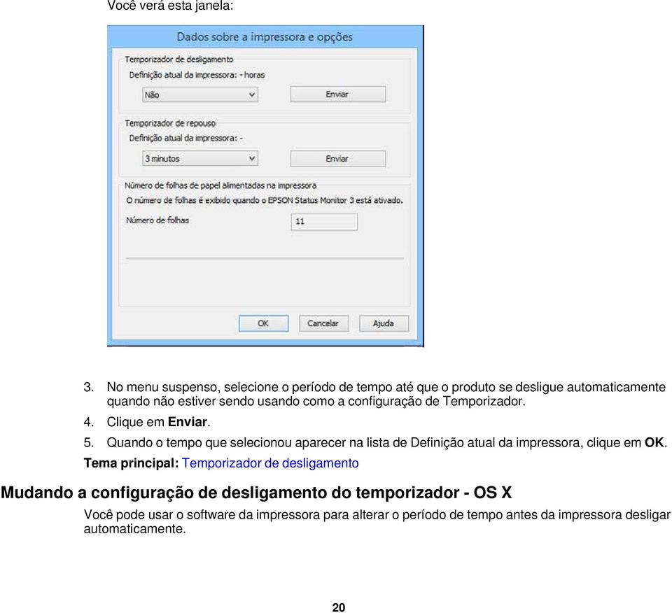 configuração de Temporizador. 4. Clique em Enviar. 5.