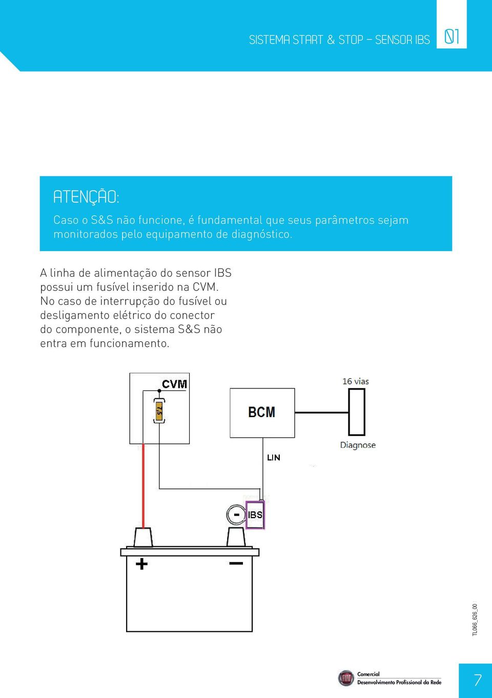 A linha de alimentação do sensor IBS possui um fusível inserido na CVM.