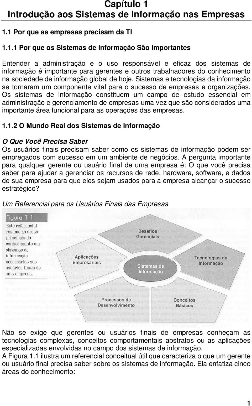 1 Por que as empresas precisam da TI 1.1.1 Por que os Sistemas de Informação São Importantes Entender a administração e o uso responsável e eficaz dos sistemas de informação é importante para