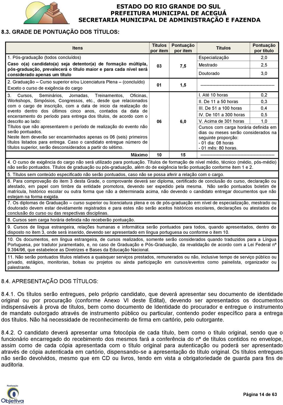 Graduação Curso superior e/ou Licenciatura Plena (concluído) Exceto o curso de exigência do cargo 3. Cursos, Seminários, Jornadas, Treinamentos, Oficinas, Workshops, Simpósios, Congressos, etc.