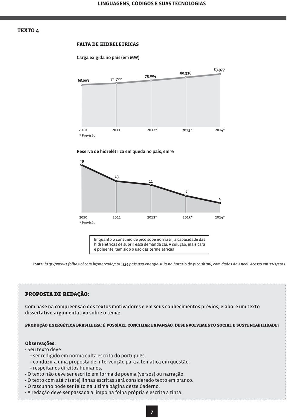 das hidrelétricas de suprir essa demanda cai. A solução, mais cara e poluente, tem sido o uso das termelétricas Fonte: http://www1.folha.uol.com.