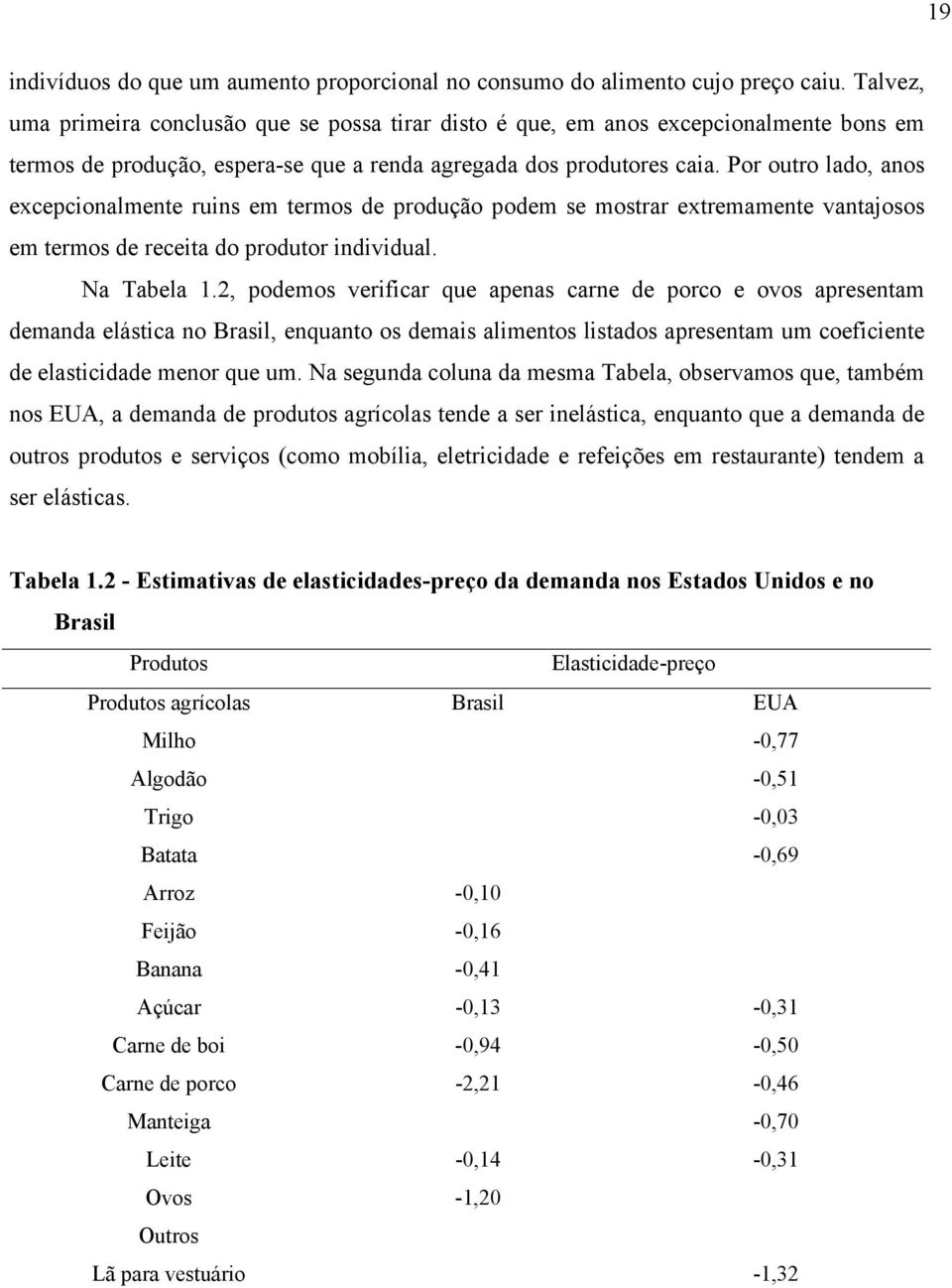 Por outro lado, anos excepcionalmente ruins em termos de produção podem se mostrar extremamente vantajosos em termos de receita do produtor individual. Na Tabela 1.