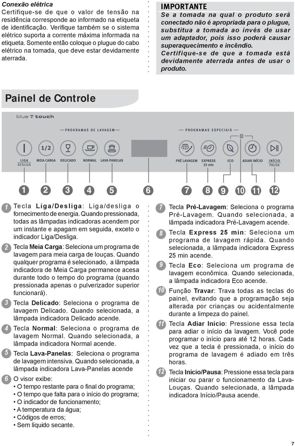 Se a tomada na qual o produto será conectado não é apropriada para o plugue, substitua a tomada ao invés de usar um adaptador, pois isso poderá causar superaquecimento e incêndio.