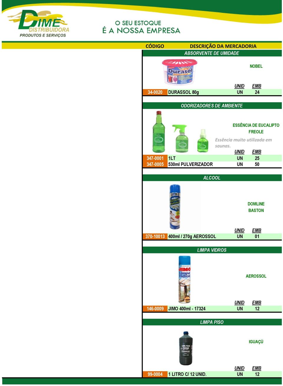 347-0001 1LT UN 25 347-0005 530ml PULVERIZADOR UN 50 ALCOOL FREOLE DOMLINE BASTON 370-10013 400ml