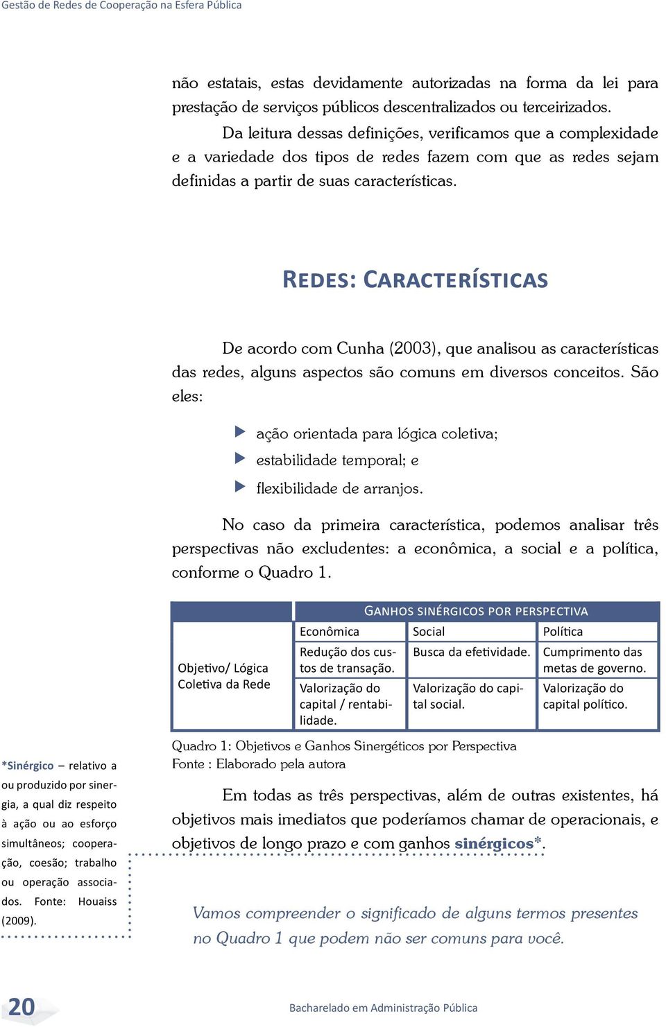 Redes: Características De acordo com Cunha (2003), que analisou as características das redes, alguns aspectos são comuns em diversos conceitos.