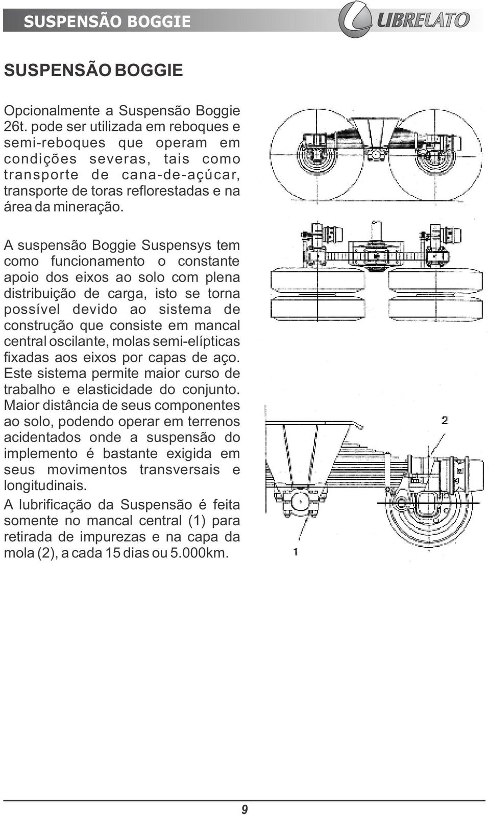 A suspensão Boggie Suspensys tem como funcionamento o constante apoio dos eixos ao solo com plena distribuição de carga, isto se torna possível devido ao sistema de construção que consiste em mancal