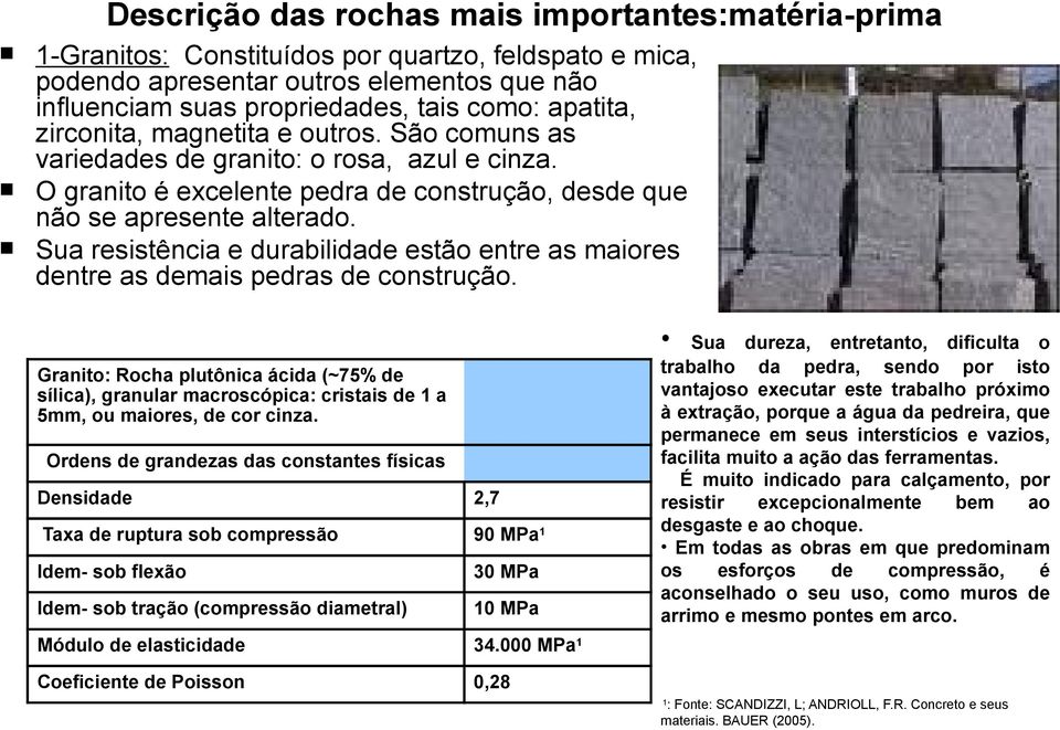 Sua resistência e durabilidade estão entre as maiores dentre as demais pedras de construção.