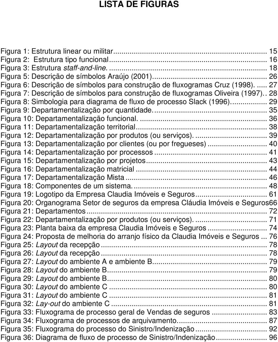 . 28 Figura 8: Simbologia para diagrama de fluxo de processo Slack (1996)... 29 Figura 9: Departamentalização por quantidade... 35 Figura 10: Departamentalização funcional.