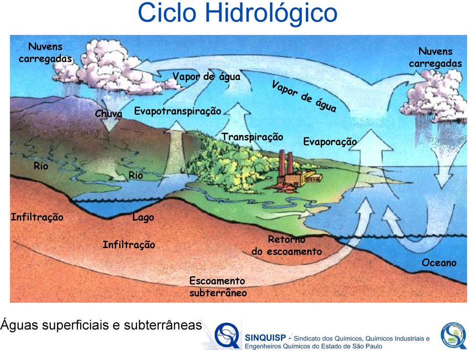 Rio Rio Infiltração Lago Infiltração Escoamento subterrâneo