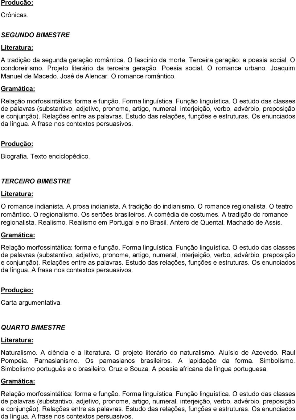 O estudo das classes de palavras (substantivo, adjetivo, pronome, artigo, numeral, interjeição, verbo, advérbio, preposição e conjunção). Relações entre as palavras.