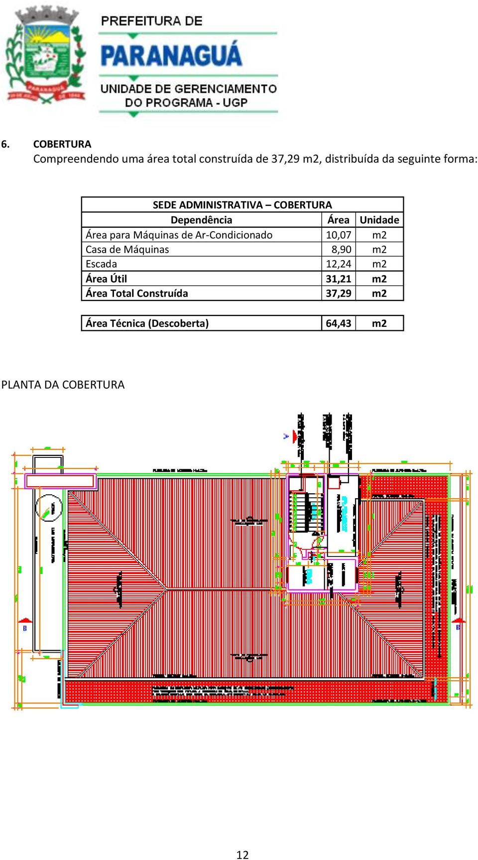 Máquinas de Ar-Condicionado 10,07 m2 Casa de Máquinas 8,90 m2 Escada 12,24 m2 Área