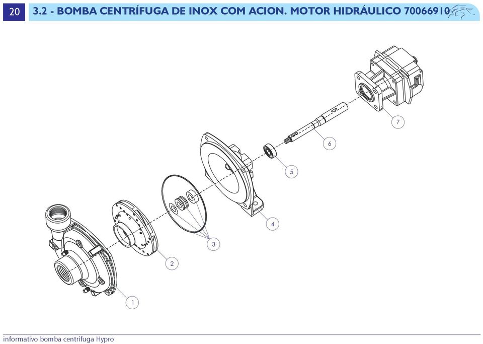 MOTOR (70068521) HIDRÁULICO 70066910 7 6 5 4 3