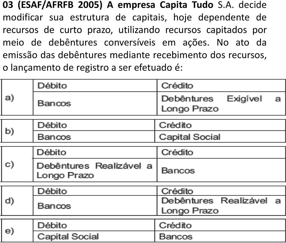 capitais, hoje dependente de recursos de curto prazo, utilizando recursos