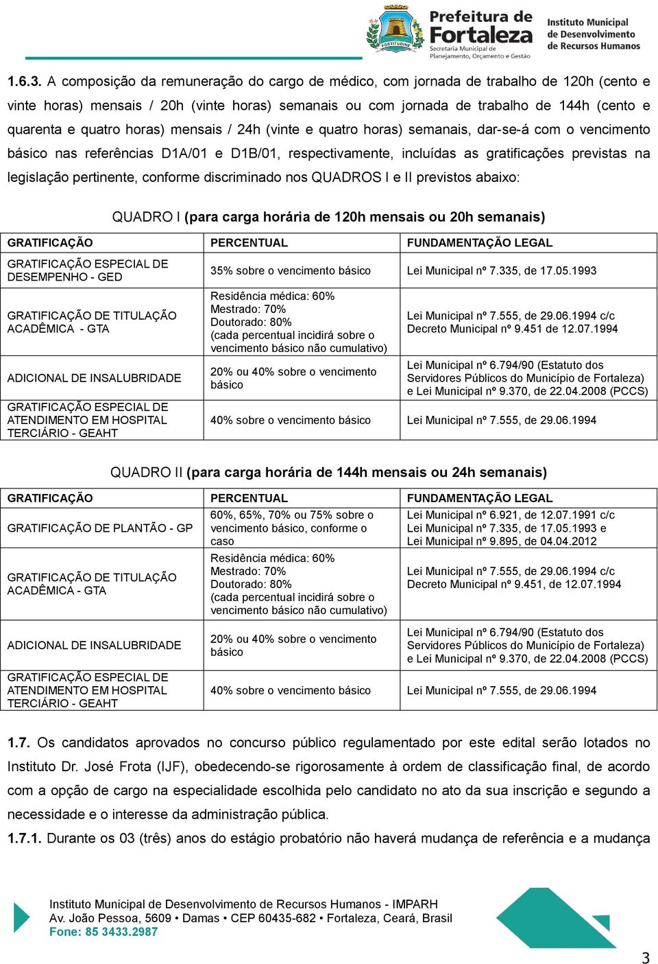 quatro horas) mensais / 24h (vinte e quatro horas) semanais, dar-se-á com o vencimento básico nas referências D1A/01 e D1B/01, respectivamente, incluídas as gratificações previstas na legislação