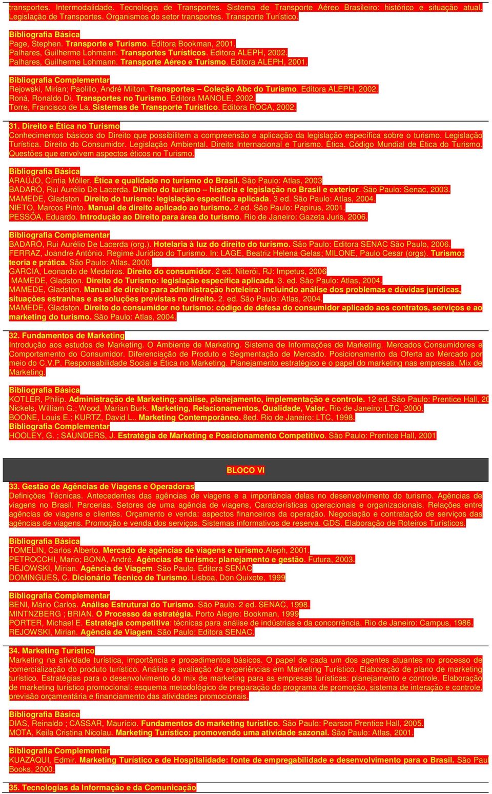Editora ALEPH, 2001. Rejowski, Mirian; Paolillo, André Milton. Transportes Coleção Abc do Turismo. Editora ALEPH, 2002. Roná, Ronaldo Di. Transportes no Turismo. Editora MANOLE, 2002.