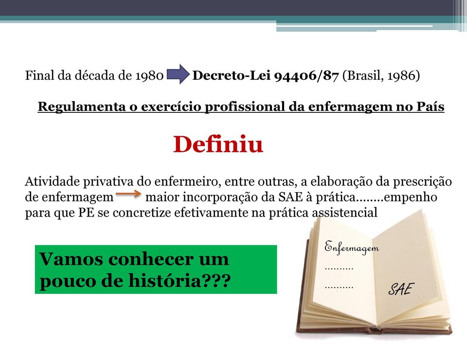 prescrição de enfermagem maior incorporação da SAE à prática.