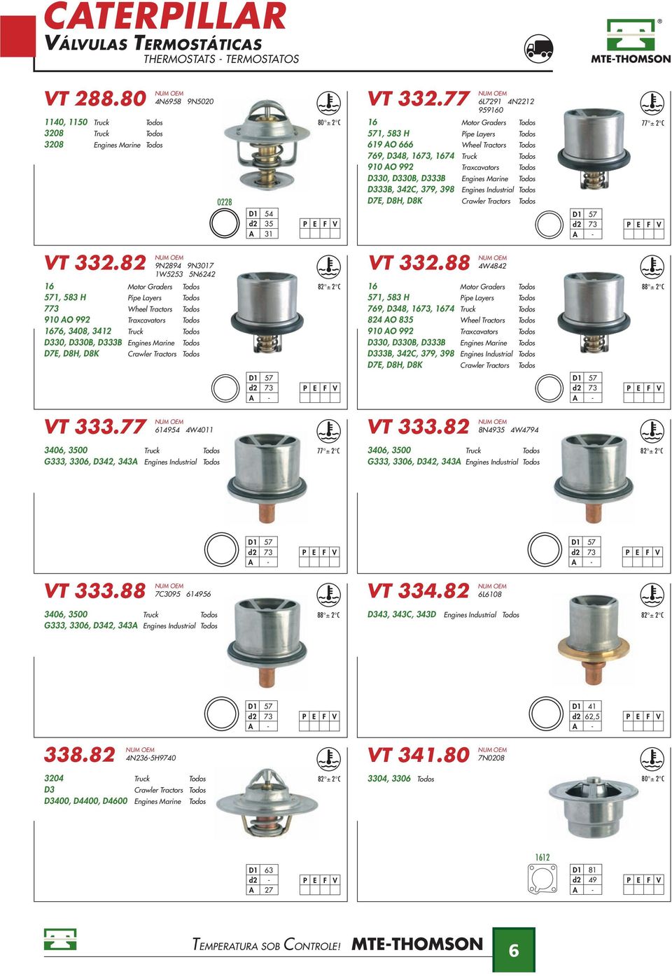 769, D348, 1673, 1674 Truck Todos 910 AO 992 Tracavators Todos D330, D330B, D333B Engines Marine Todos D333B, 342C, 379, 398 Engines Industrial Todos D7E, D8H, D8K Crawler Tractors Todos D1 57 d2 73