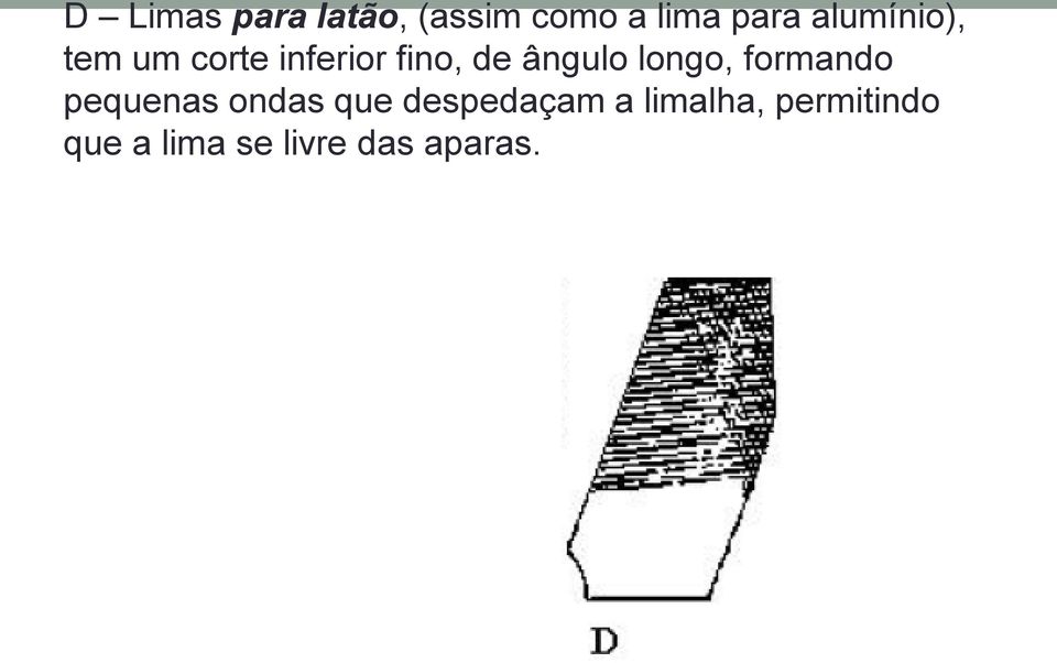 ângulo longo, formando pequenas ondas que