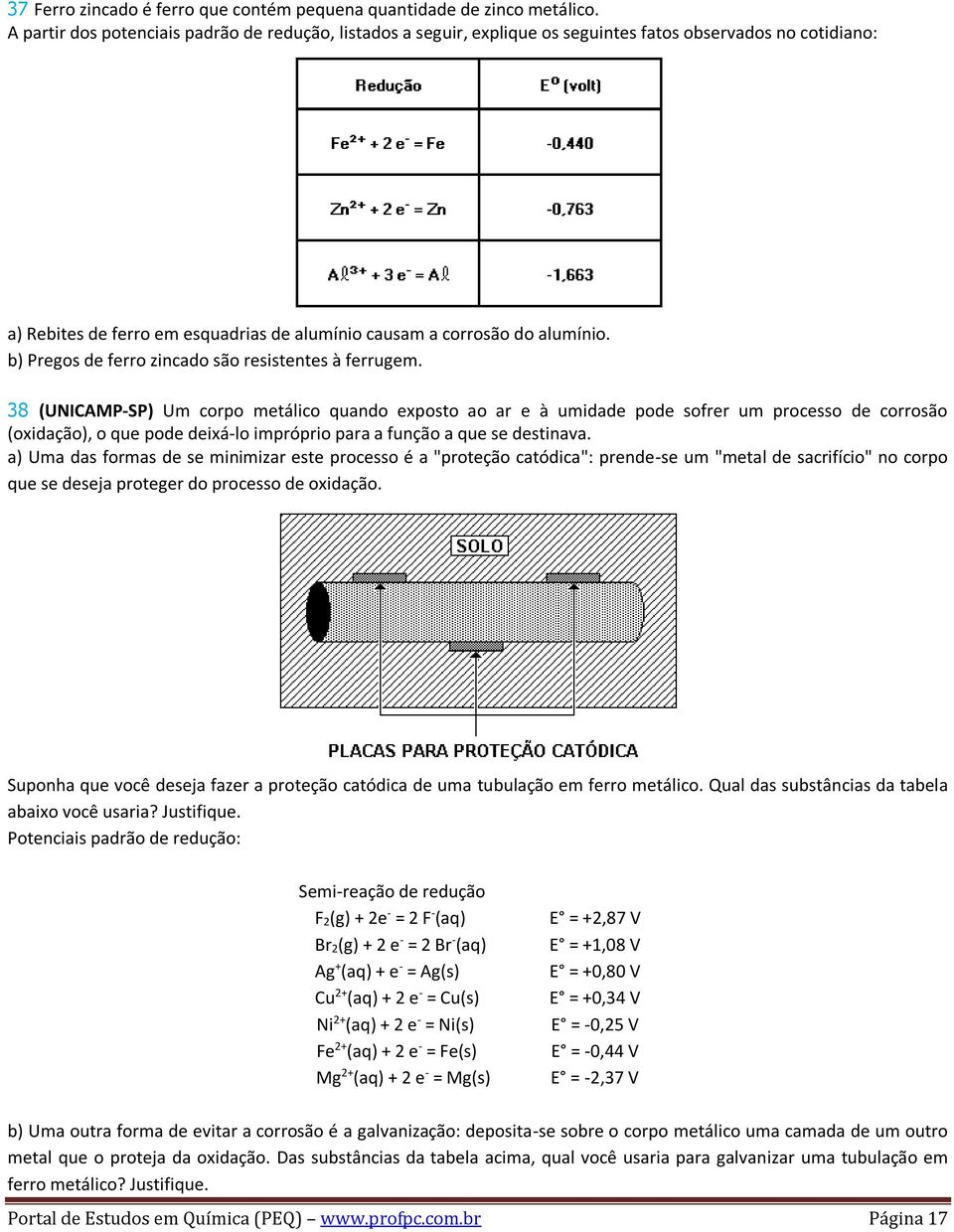 b) Pregos de ferro zincado são resistentes à ferrugem.