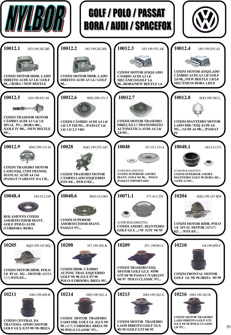 0 MECÂNICO/ BORA 1.8/2.0 10012.5 1JO.199.851.M 10012.6 8DO.399.151.5 10012.7 10012.8 8DO.399.382.L COXIM TRASEIOR MOTOR CÂMBIO AUDI A3 1.6/ 1.8 20VAL 97/... /BORA 00/... /GOLF IV 98/... /NEW BEETLE 99/.