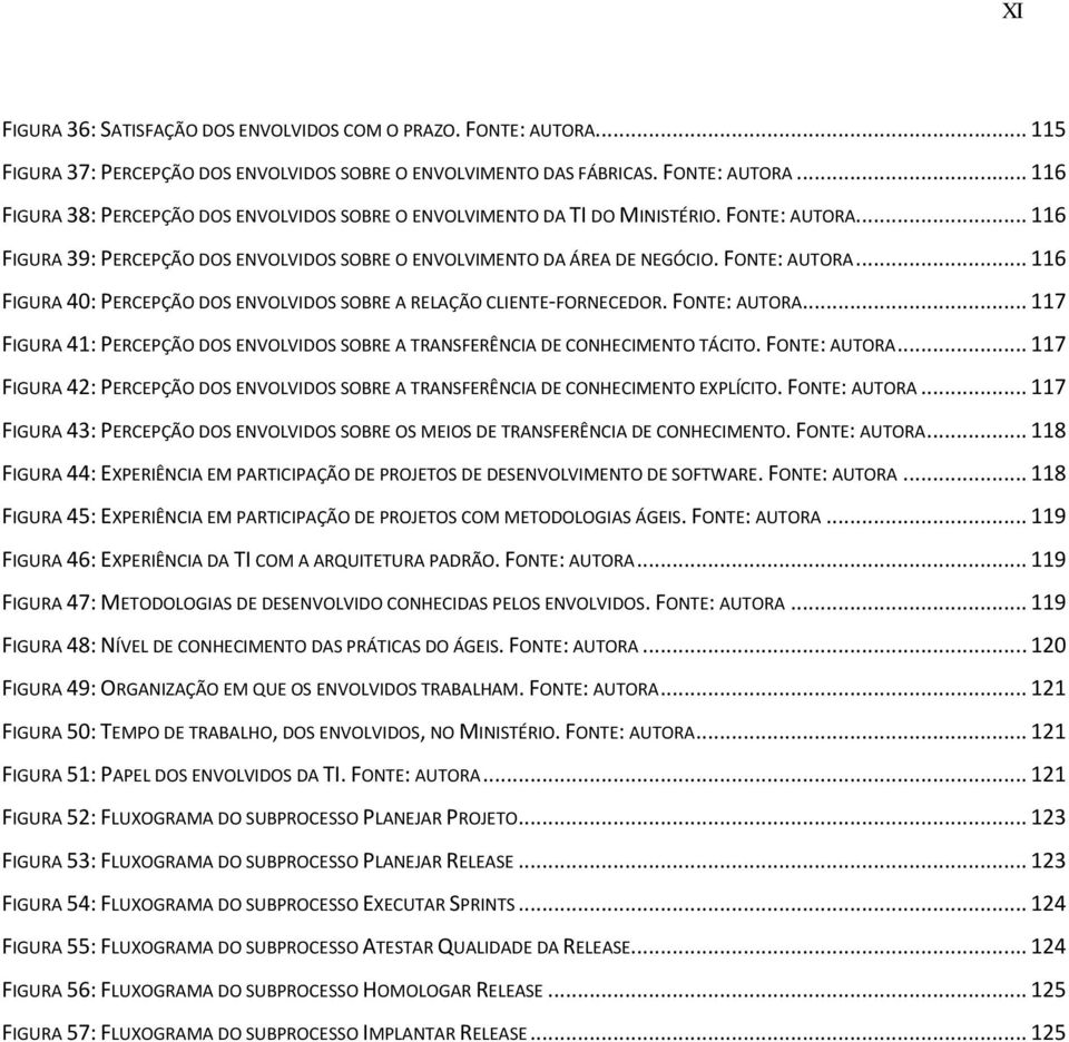 FONTE: AUTORA... 117 FIGURA 41: PERCEPÇÃO DOS ENVOLVIDOS SOBRE A TRANSFERÊNCIA DE CONHECIMENTO TÁCITO. FONTE: AUTORA.