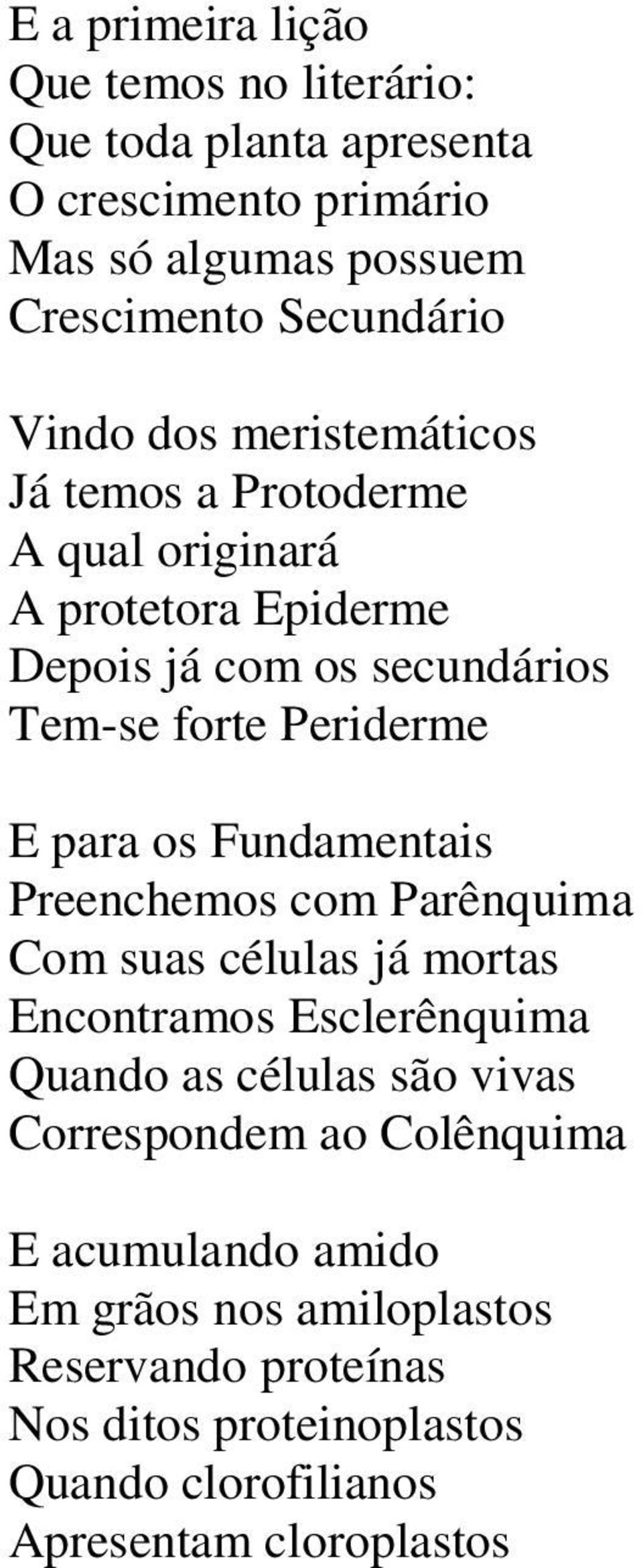 para os Fundamentais Preenchemos com Parênquima Com suas células já mortas Encontramos Esclerênquima Quando as células são vivas Correspondem