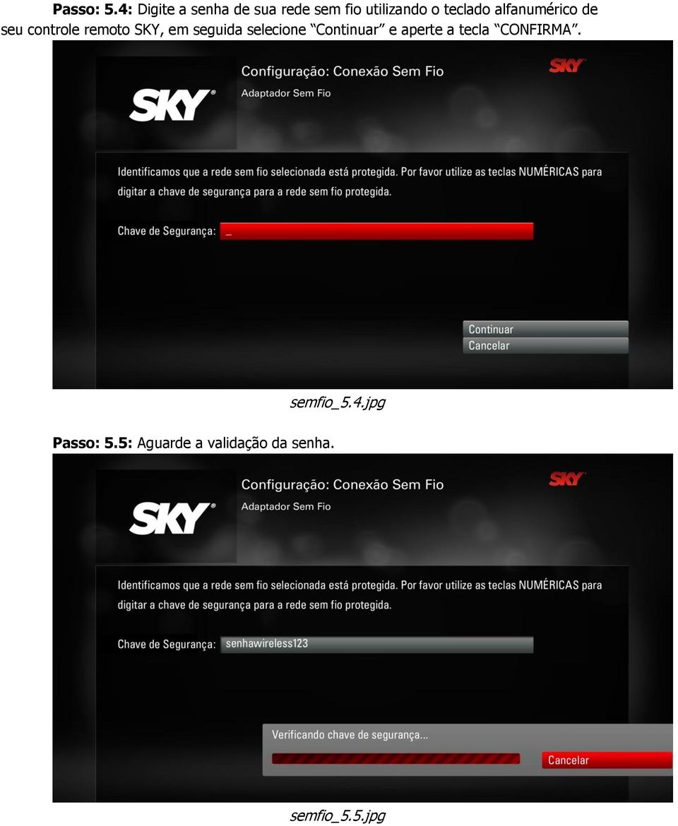 alfanumérico de seu controle remoto SKY, em seguida