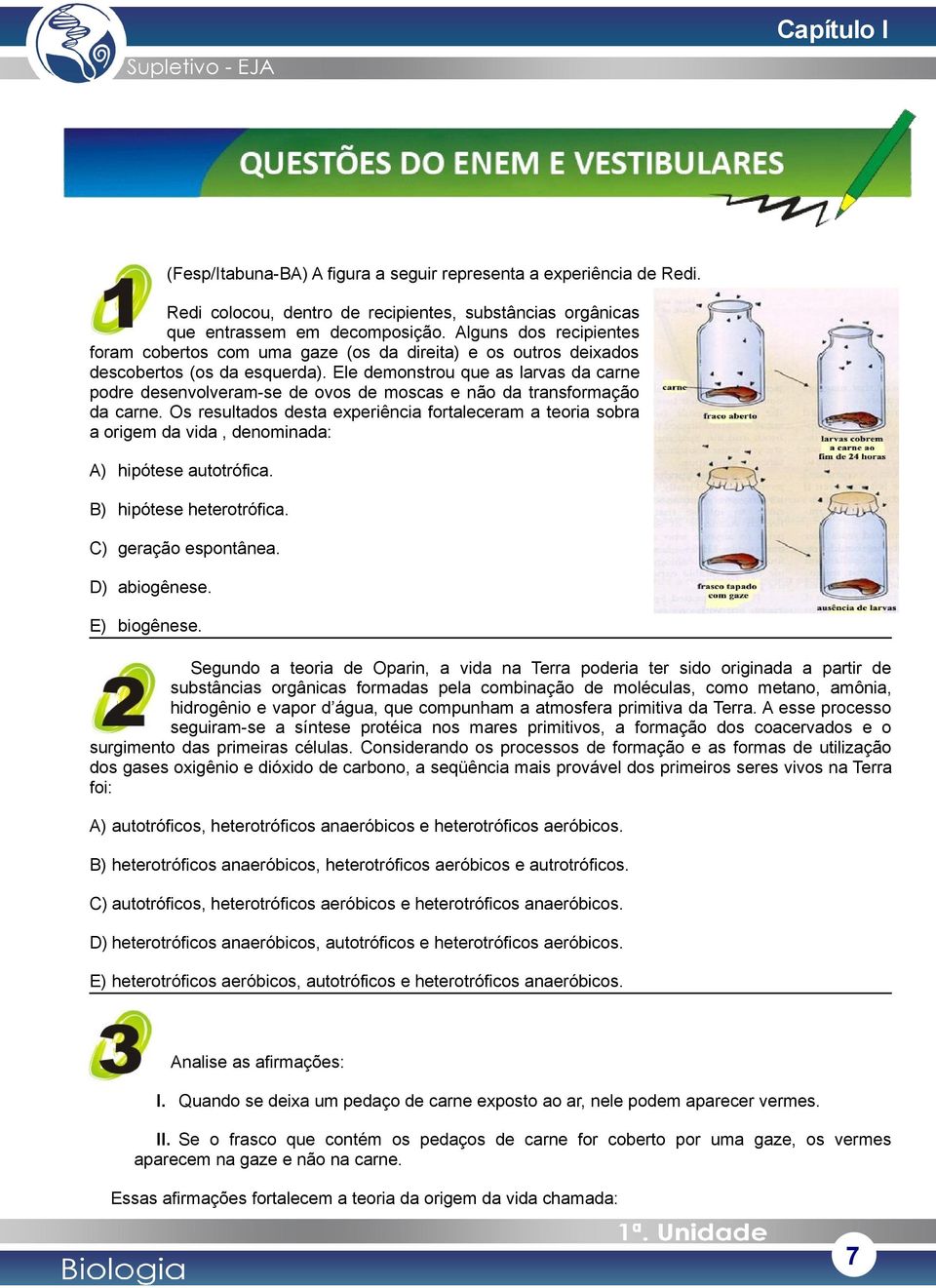 Ele demonstrou que as larvas da carne podre desenvolveram-se de ovos de moscas e não da transformação da carne.