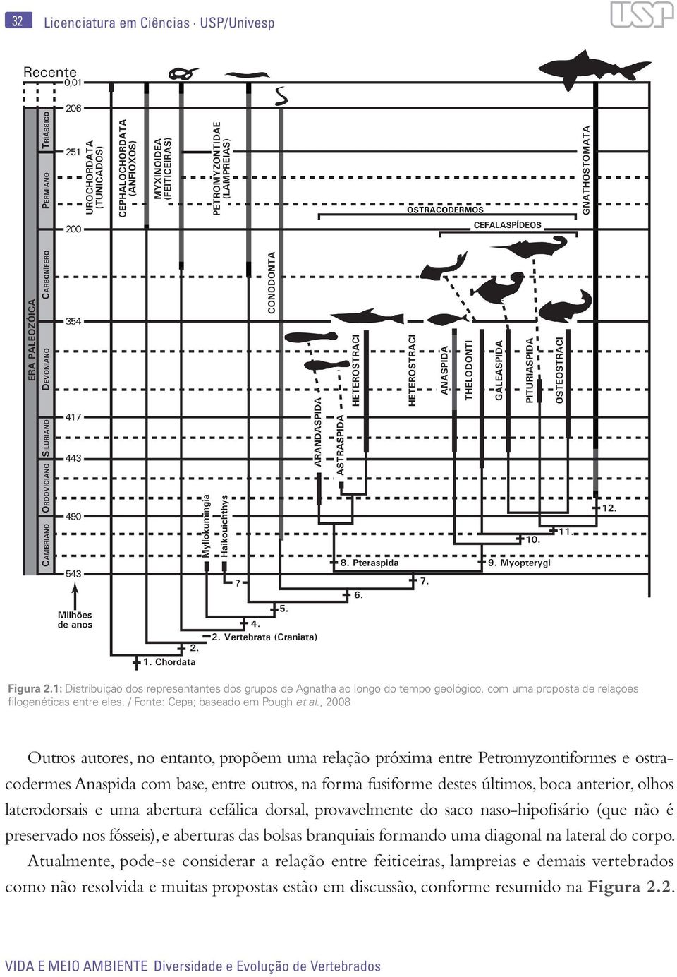 , 2008 Outros autores, no entanto, propõem uma relação próxima entre Petromyzontiformes e ostracodermes Anaspida com base, entre outros, na forma fusiforme destes últimos, boca anterior, olhos