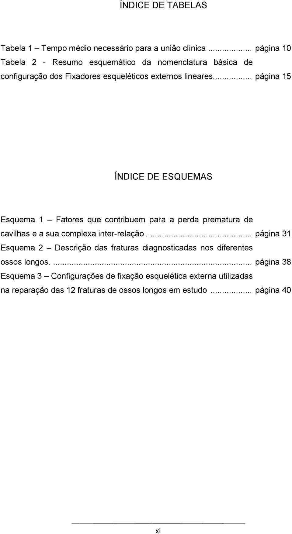 .. página 15 ÍNDICE DE ESQUEMAS Esquema 1 Fatores que contribuem para a perda prematura de cavilhas e a sua complexa inter-relação.