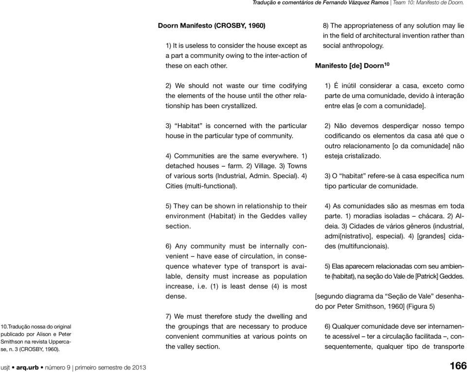 Manifesto [de] Doorn 10 2) We should not waste our time codifying the elements of the house until the other relationship has been crystallized.