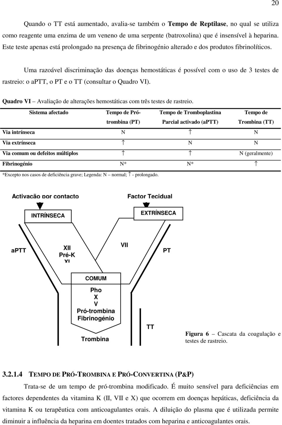 Uma razoável discriminação das doenças hemostáticas é possível com o uso de 3 testes de rastreio: o aptt, o PT e o TT (consultar o Quadro VI).