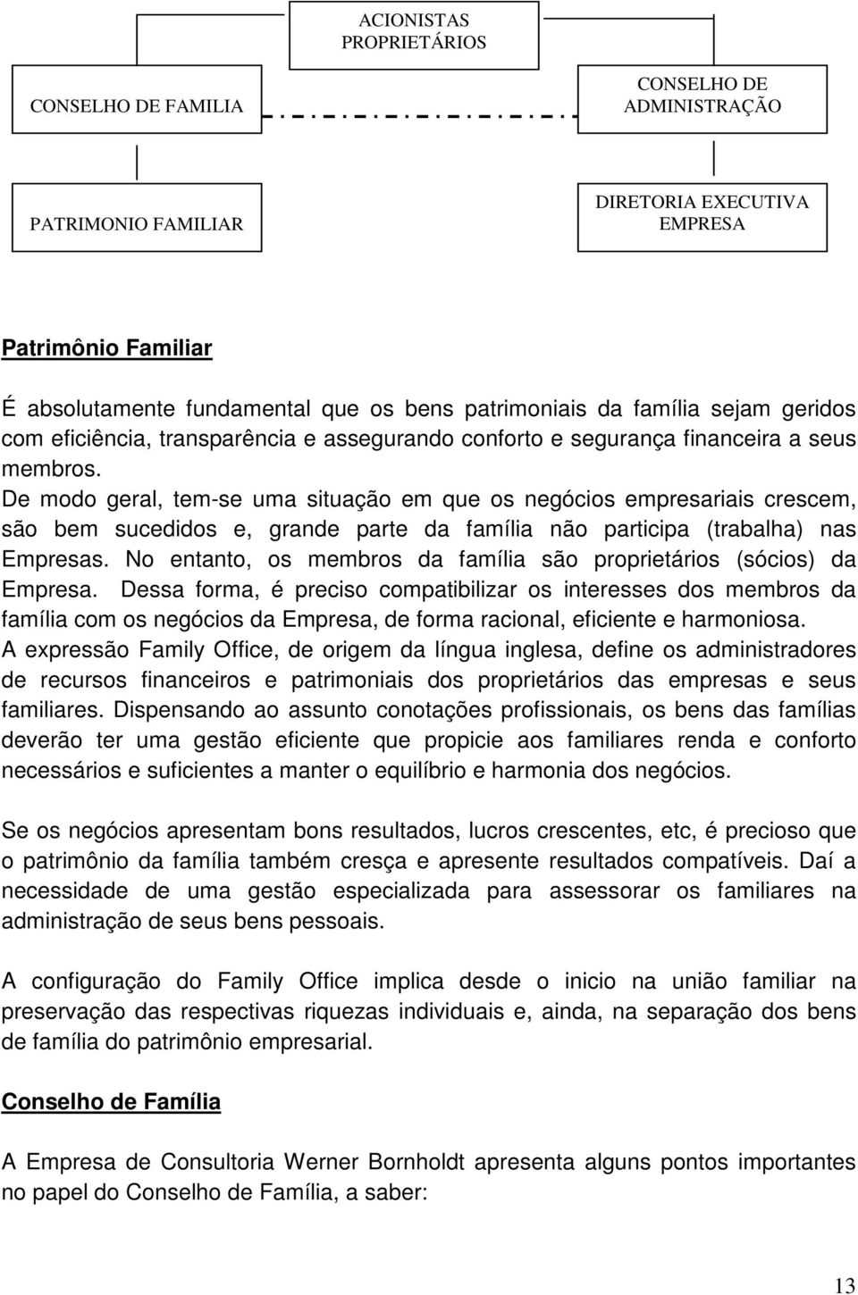 De modo geral, tem-se uma situação em que os negócios empresariais crescem, são bem sucedidos e, grande parte da família não participa (trabalha) nas Empresas.