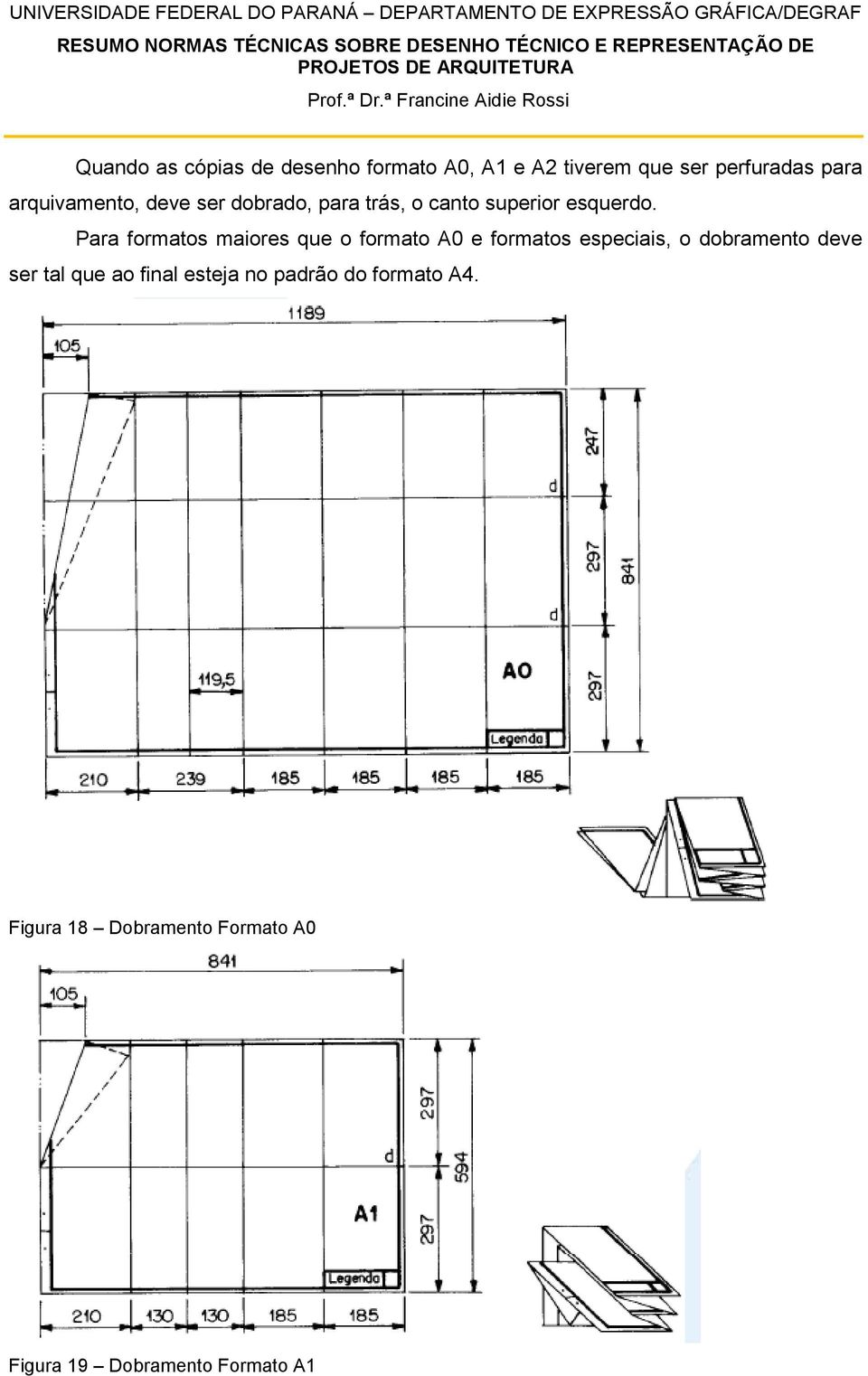 Para formatos maiores que o formato A0 e formatos especiais, o dobramento deve ser tal