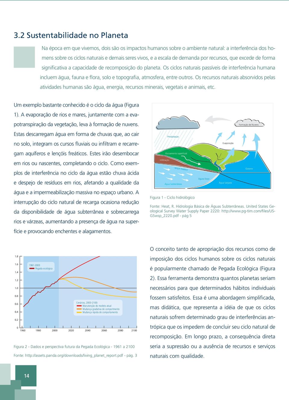 Os ciclos naturais passíveis de interferência humana incluem água, fauna e flora, solo e topografia, atmosfera, entre outros.