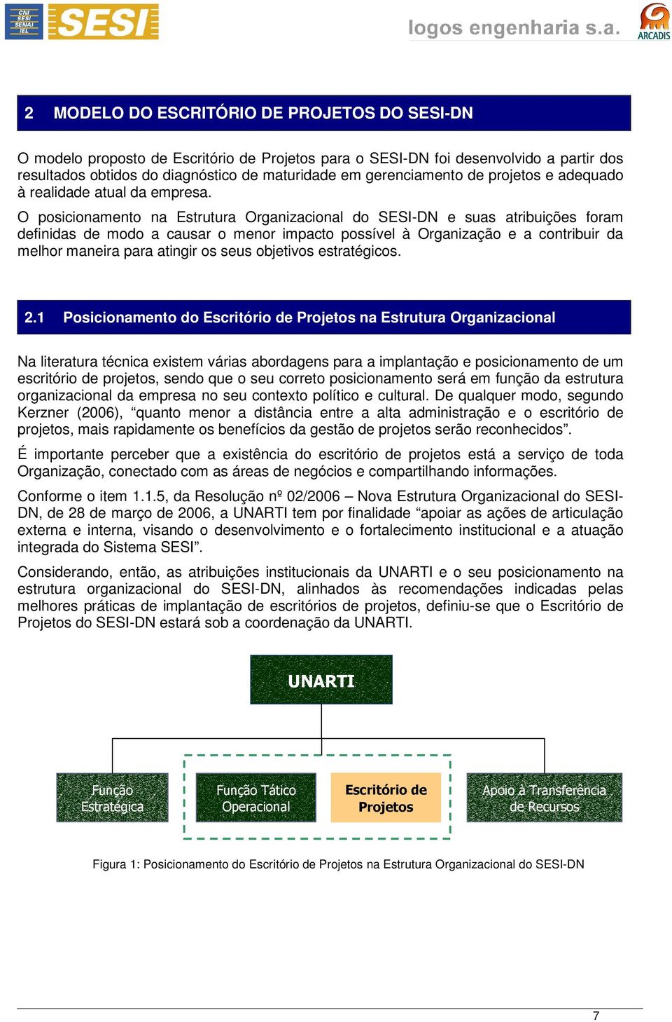 O posicionamento na Estrutura Organizacional do SESI-DN e suas atribuições foram definidas de modo a causar o menor impacto possível à Organização e a contribuir da melhor maneira para atingir os