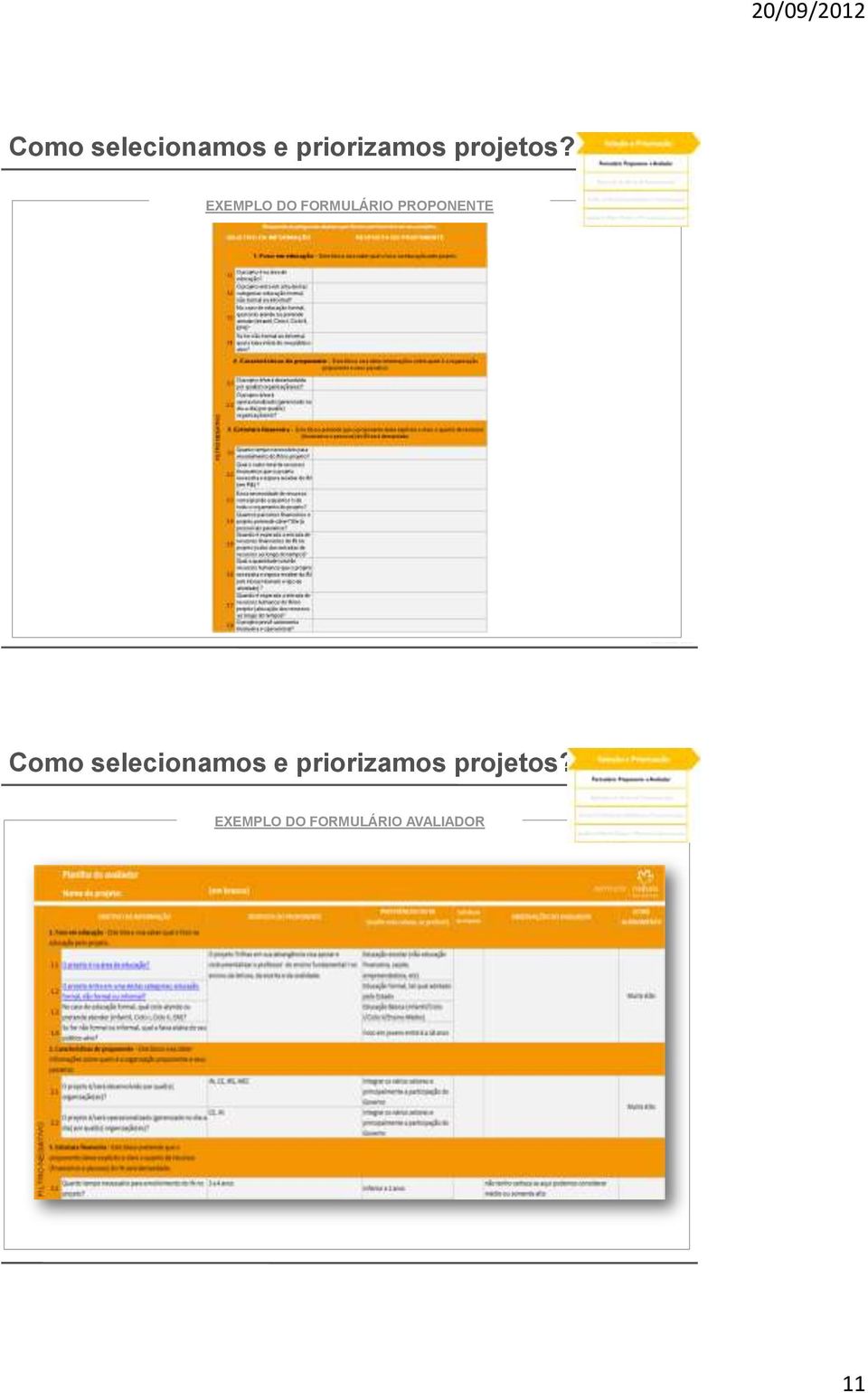 EXEMPLO DO FORMULÁRIO PROPONENTE  