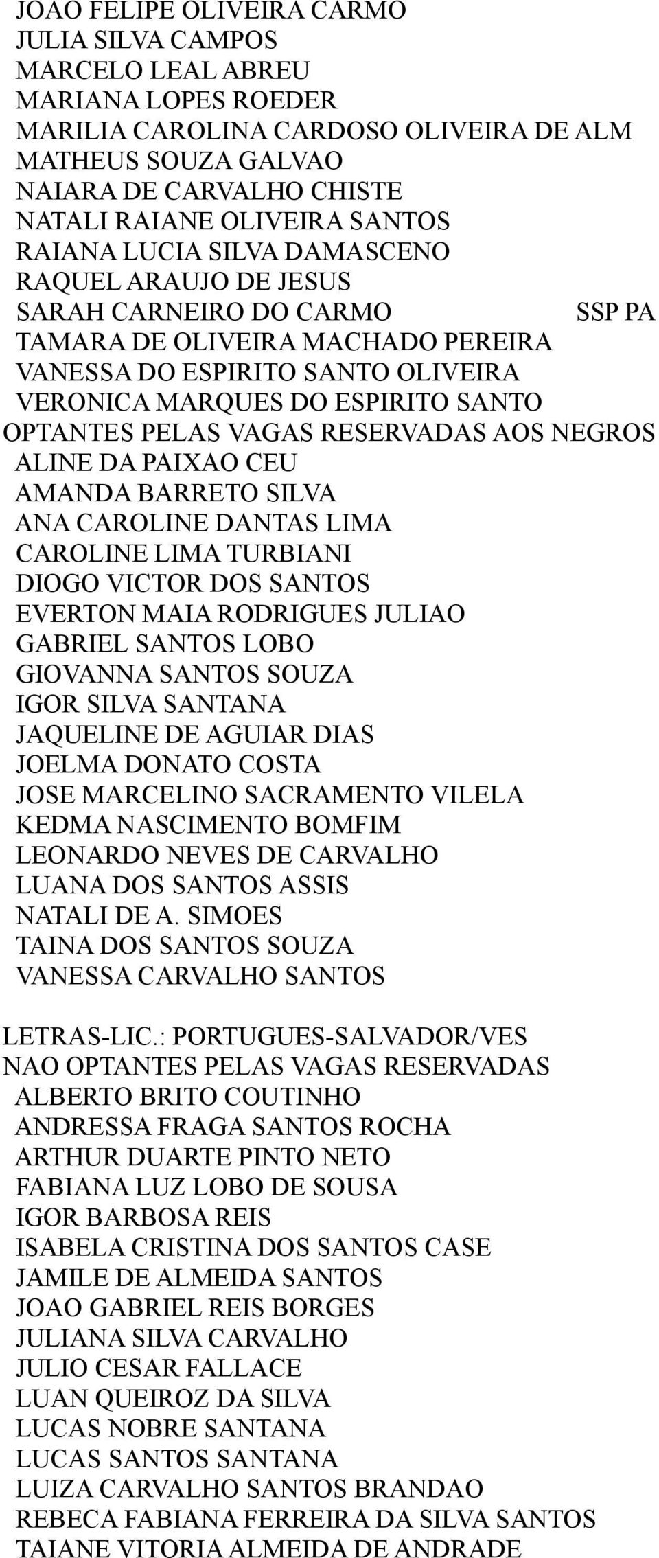 ALINE DA PAIXAO CEU AMANDA BARRETO SILVA ANA CAROLINE DANTAS LIMA CAROLINE LIMA TURBIANI DIOGO VICTOR DOS SANTOS EVERTON MAIA RODRIGUES JULIAO GABRIEL SANTOS LOBO GIOVANNA SANTOS SOUZA IGOR SILVA