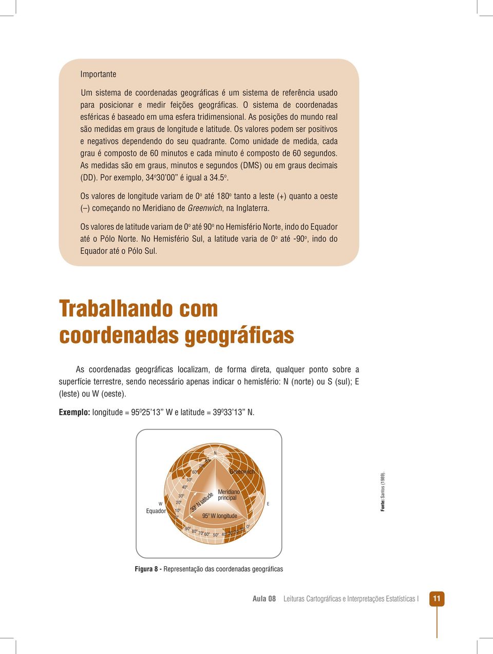 Os valores podem ser positivos e negativos dependendo do seu quadrante. Como unidade de medida, cada grau é composto de 60 minutos e cada minuto é composto de 60 segundos.