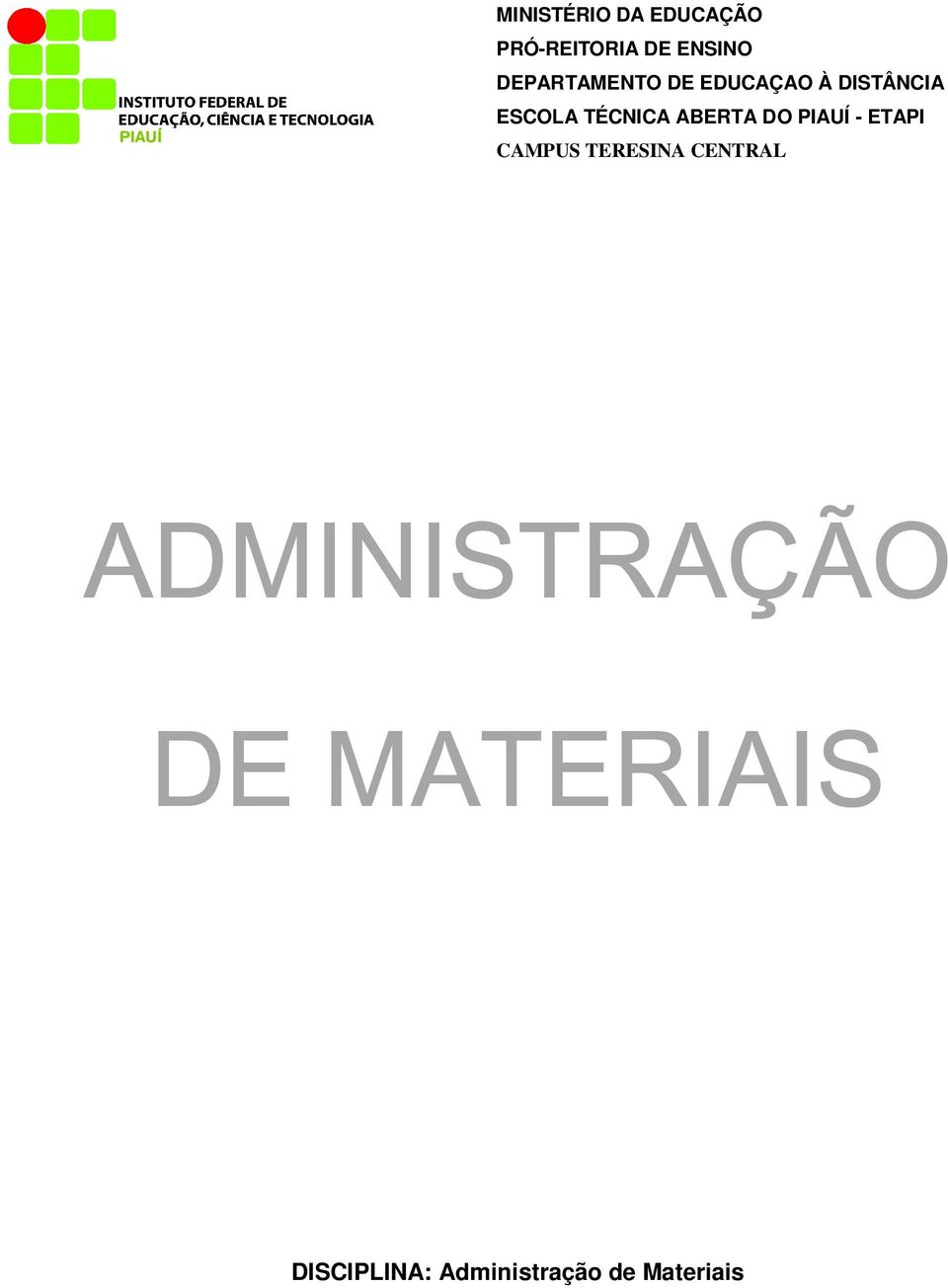 ABERTA DO PIAUÍ - ETAPI CAMPUS TERESINA CENTRAL