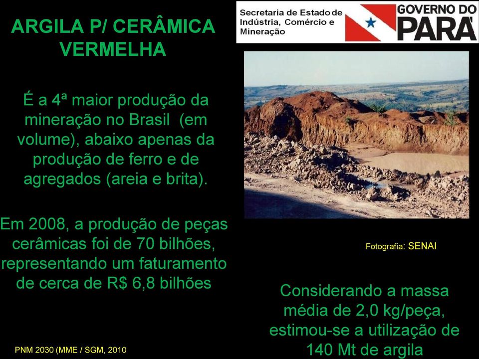 Em 2008, a produção de peças cerâmicas foi de 70 bilhões, representando um faturamento de cerca de