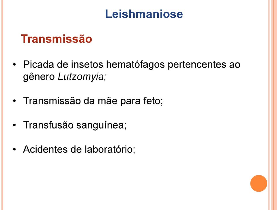 gênero Lutzomyia; Transmissão da mãe para