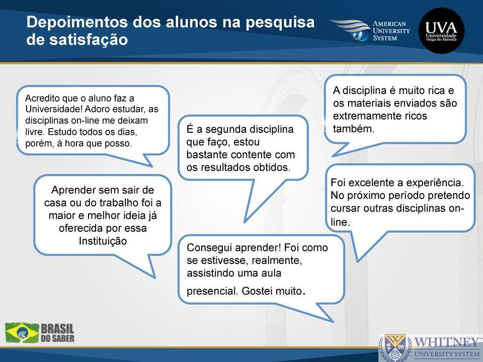 Aprender sem sair de casa ou do trabalho foi a maior e melhor ideia já oferecida por essa Instituição É a segunda disciplina que faço, estou bastante contente