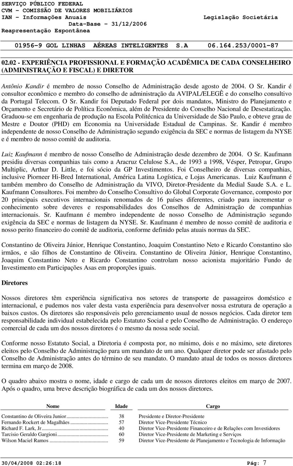 Kandir foi Deputado Federal por dois mandatos, Ministro do Planejamento e Orçamento e Secretário de Política Econômica, além de Presidente do Conselho Nacional de Desestatização.