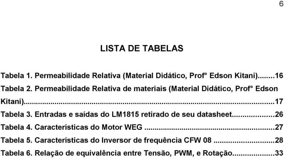 Entradas e saídas do LM1815 retirado de seu datasheet...26 Tabela 4. Características do Motor WEG.