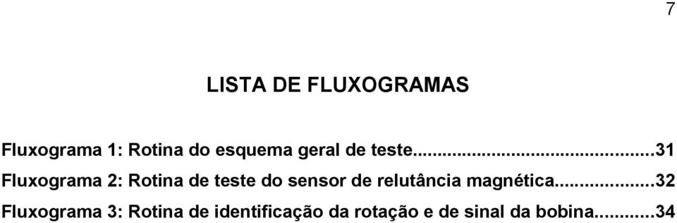..31 Fluxograma 2: Rotina de teste do sensor de